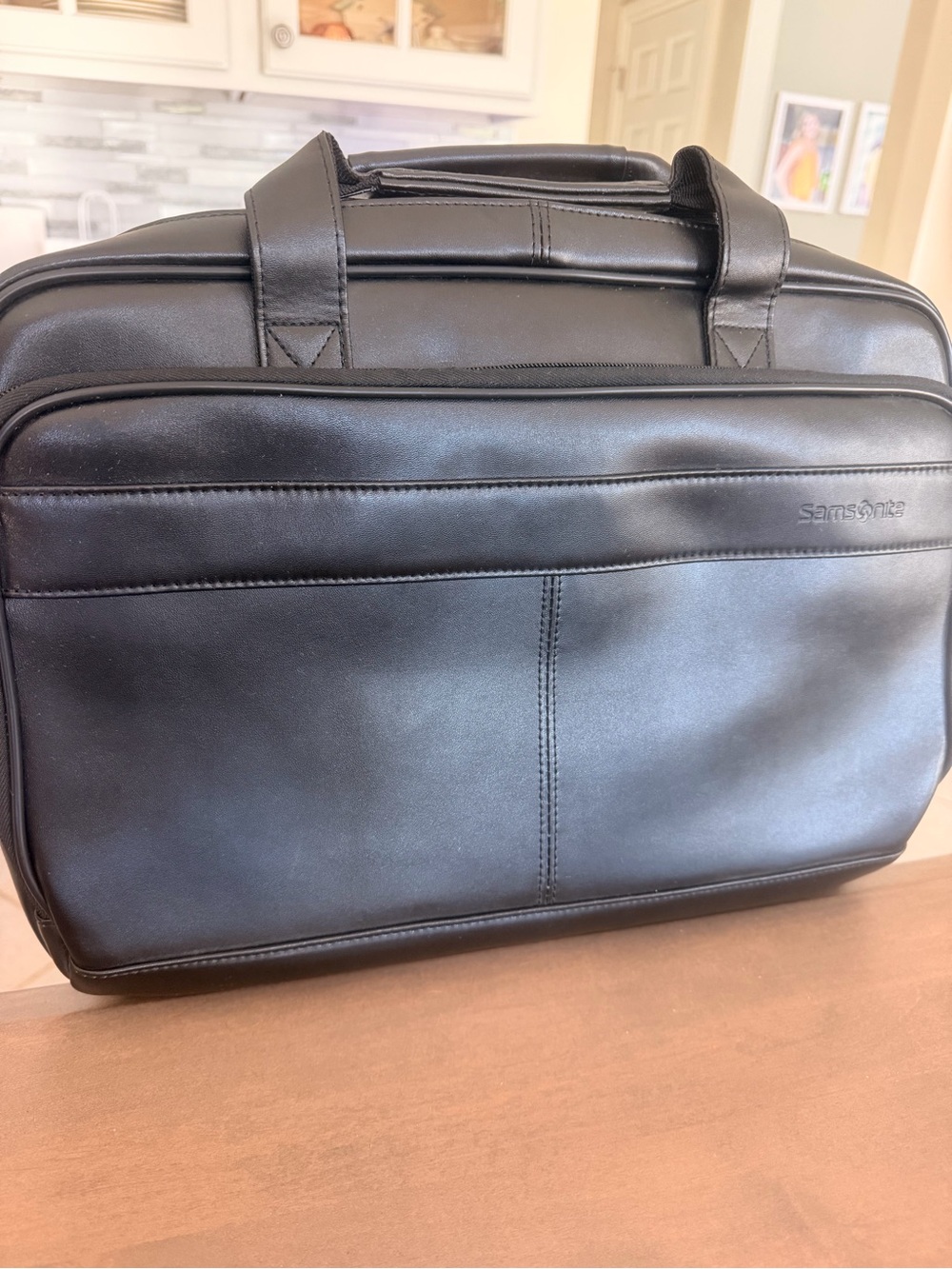 SAMSONITE Black Faux Leather Business Briefcase Lap Top Bag Work Bag